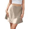imageALCEA ROSEA Womens Elegant Silky Satin Mini Skirt High Waist Short Skirt Leopard Print Mini A Line Skirts for WomenChampagne
