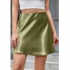 imageALCEA ROSEA Womens Elegant Silky Satin Mini Skirt High Waist Short Skirt Leopard Print Mini A Line Skirts for WomenArmy Green