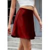 imageALCEA ROSEA Womens Elegant Silky Satin Mini Skirt High Waist Short Skirt Leopard Print Mini A Line Skirts for WomenBurgundy