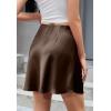 imageALCEA ROSEA Womens Elegant Silky Satin Mini Skirt High Waist Short Skirt Leopard Print Mini A Line Skirts for WomenDark Brown