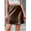 imageALCEA ROSEA Womens Elegant Silky Satin Mini Skirt High Waist Short Skirt Leopard Print Mini A Line Skirts for WomenDark Brown