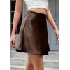 imageALCEA ROSEA Womens Elegant Silky Satin Mini Skirt High Waist Short Skirt Leopard Print Mini A Line Skirts for WomenDark Brown