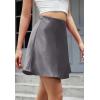 imageALCEA ROSEA Womens Elegant Silky Satin Mini Skirt High Waist Short Skirt Leopard Print Mini A Line Skirts for WomenDark Grey
