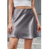 imageALCEA ROSEA Womens Elegant Silky Satin Mini Skirt High Waist Short Skirt Leopard Print Mini A Line Skirts for WomenDark Grey