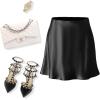 imageALCEA ROSEA Womens Elegant Silky Satin Mini Skirt High Waist Short Skirt Leopard Print Mini A Line Skirts for WomenJet Black
