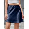 imageALCEA ROSEA Womens Elegant Silky Satin Mini Skirt High Waist Short Skirt Leopard Print Mini A Line Skirts for WomenNavy
