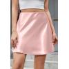 imageALCEA ROSEA Womens Elegant Silky Satin Mini Skirt High Waist Short Skirt Leopard Print Mini A Line Skirts for WomenNude Pink