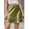 imageALCEA ROSEA Womens Elegant Silky Satin Mini Skirt High Waist Short Skirt Leopard Print Mini A Line Skirts for WomenOlive Green