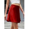 imageALCEA ROSEA Womens Elegant Silky Satin Mini Skirt High Waist Short Skirt Leopard Print Mini A Line Skirts for WomenTomato