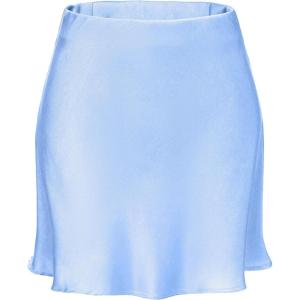 imageALCEA ROSEA Womens Elegant Silky Satin Mini Skirt High Waist Short Skirt Leopard Print Mini A Line Skirts for WomenSky Blue