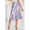 image:imageALCEA ROSEA Womens Satin High Waisted Silk Aline Wedding Elegant Elastic Midi Maxi Skirt7212 Light Purple