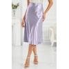 image:imageALCEA ROSEA Womens Satin High Waisted Silk Aline Wedding Elegant Elastic Midi Maxi Skirt7212 Light Purple