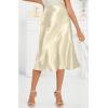 image:imageALCEA ROSEA Womens Satin High Waisted Silk Aline Wedding Elegant Elastic Midi Maxi Skirt7212beige