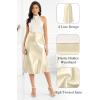image:imageALCEA ROSEA Womens Satin High Waisted Silk Aline Wedding Elegant Elastic Midi Maxi Skirt7212beige