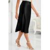 image:imageALCEA ROSEA Womens Satin High Waisted Silk Aline Wedding Elegant Elastic Midi Maxi Skirt7212black