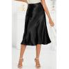image:imageALCEA ROSEA Womens Satin High Waisted Silk Aline Wedding Elegant Elastic Midi Maxi Skirt7212black