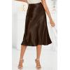 image:imageALCEA ROSEA Womens Satin High Waisted Silk Aline Wedding Elegant Elastic Midi Maxi Skirt7212brown