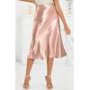 image:imageALCEA ROSEA Womens Satin High Waisted Silk Aline Wedding Elegant Elastic Midi Maxi Skirt7212dirty Pink