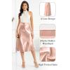 image:imageALCEA ROSEA Womens Satin High Waisted Silk Aline Wedding Elegant Elastic Midi Maxi Skirt7212dirty Pink