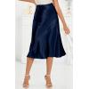 image:imageALCEA ROSEA Womens Satin High Waisted Silk Aline Wedding Elegant Elastic Midi Maxi Skirt7212navy