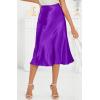 image:imageALCEA ROSEA Womens Satin High Waisted Silk Aline Wedding Elegant Elastic Midi Maxi Skirt7212violet