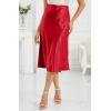 image:imageALCEA ROSEA Womens Satin High Waisted Silk Aline Wedding Elegant Elastic Midi Maxi Skirt7212wine