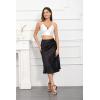 image:imageALCEA ROSEA Womens Satin High Waisted Silk Aline Wedding Elegant Elastic Midi Maxi SkirtBlack