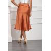 image:imageALCEA ROSEA Womens Satin High Waisted Silk Aline Wedding Elegant Elastic Midi Maxi SkirtCaramel