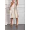 image:imageALCEA ROSEA Womens Satin High Waisted Silk Aline Wedding Elegant Elastic Midi Maxi SkirtChampagne