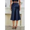 image:imageALCEA ROSEA Womens Satin High Waisted Silk Aline Wedding Elegant Elastic Midi Maxi SkirtNavy Blue