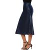 image:imageALCEA ROSEA Womens Satin High Waisted Silk Aline Wedding Elegant Elastic Midi Maxi SkirtNavy Blue