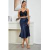 image:imageALCEA ROSEA Womens Satin High Waisted Silk Aline Wedding Elegant Elastic Midi Maxi SkirtNavy Blue