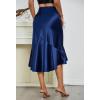 image:imageALCEA ROSEA Womens Satin High Waisted Silk Aline Wedding Elegant Elastic Midi Maxi SkirtNavy203