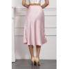image:imageALCEA ROSEA Womens Satin High Waisted Silk Aline Wedding Elegant Elastic Midi Maxi SkirtRose Pink