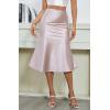 image:imageALCEA ROSEA Womens Satin High Waisted Silk Aline Wedding Elegant Elastic Midi Maxi SkirtRose Pink