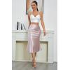 image:imageALCEA ROSEA Womens Satin High Waisted Silk Aline Wedding Elegant Elastic Midi Maxi SkirtRose Pink