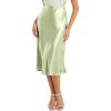 image:imageALCEA ROSEA Womens Satin High Waisted Silk Aline Wedding Elegant Elastic Midi Maxi Skirt7212 Apple Green