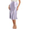 image:imageALCEA ROSEA Womens Satin High Waisted Silk Aline Wedding Elegant Elastic Midi Maxi Skirt7212 Light Purple