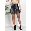 image:imageALCEA ROSEA Womens Leather Mini Skirt Ruffled Irregular Short Skirt High Waist Flared Mini Skater SkirtBlack