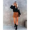 image:imageALCEA ROSEA Womens Leather Mini Skirt Ruffled Irregular Short Skirt High Waist Flared Mini Skater SkirtKhaki