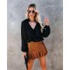 image:imageALCEA ROSEA Womens Leather Mini Skirt Ruffled Irregular Short Skirt High Waist Flared Mini Skater SkirtKhaki