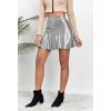 image:imageALCEA ROSEA Womens Leather Mini Skirt Ruffled Irregular Short Skirt High Waist Flared Mini Skater SkirtSliver