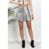 image:imageALCEA ROSEA Womens Leather Mini Skirt Ruffled Irregular Short Skirt High Waist Flared Mini Skater SkirtSliver