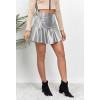 image:imageALCEA ROSEA Womens Leather Mini Skirt Ruffled Irregular Short Skirt High Waist Flared Mini Skater SkirtSliver