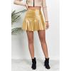 image:imageALCEA ROSEA Womens Leather Mini Skirt Ruffled Irregular Short Skirt High Waist Flared Mini Skater SkirtYellow Gold