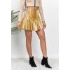 image:imageALCEA ROSEA Womens Leather Mini Skirt Ruffled Irregular Short Skirt High Waist Flared Mini Skater SkirtYellow Gold