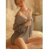 image:imageALCEA ROSEA Satin Nightgowns for Women Sleep Shirt Long Sleeve Silky Sleepwear Sleepshirt VNeck NightshirtsBlue