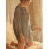 image:imageALCEA ROSEA Satin Nightgowns for Women Sleep Shirt Long Sleeve Silky Sleepwear Sleepshirt VNeck NightshirtsBlue