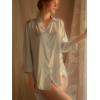 image:imageALCEA ROSEA Satin Nightgowns for Women Sleep Shirt Long Sleeve Silky Sleepwear Sleepshirt VNeck NightshirtsSky Blue