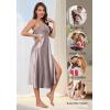 image:imageALCEA ROSEA Women Lingerie Sexy Silk Nightgown Lace Babydoll Satin Slip Teddy NightieMilk Teabow